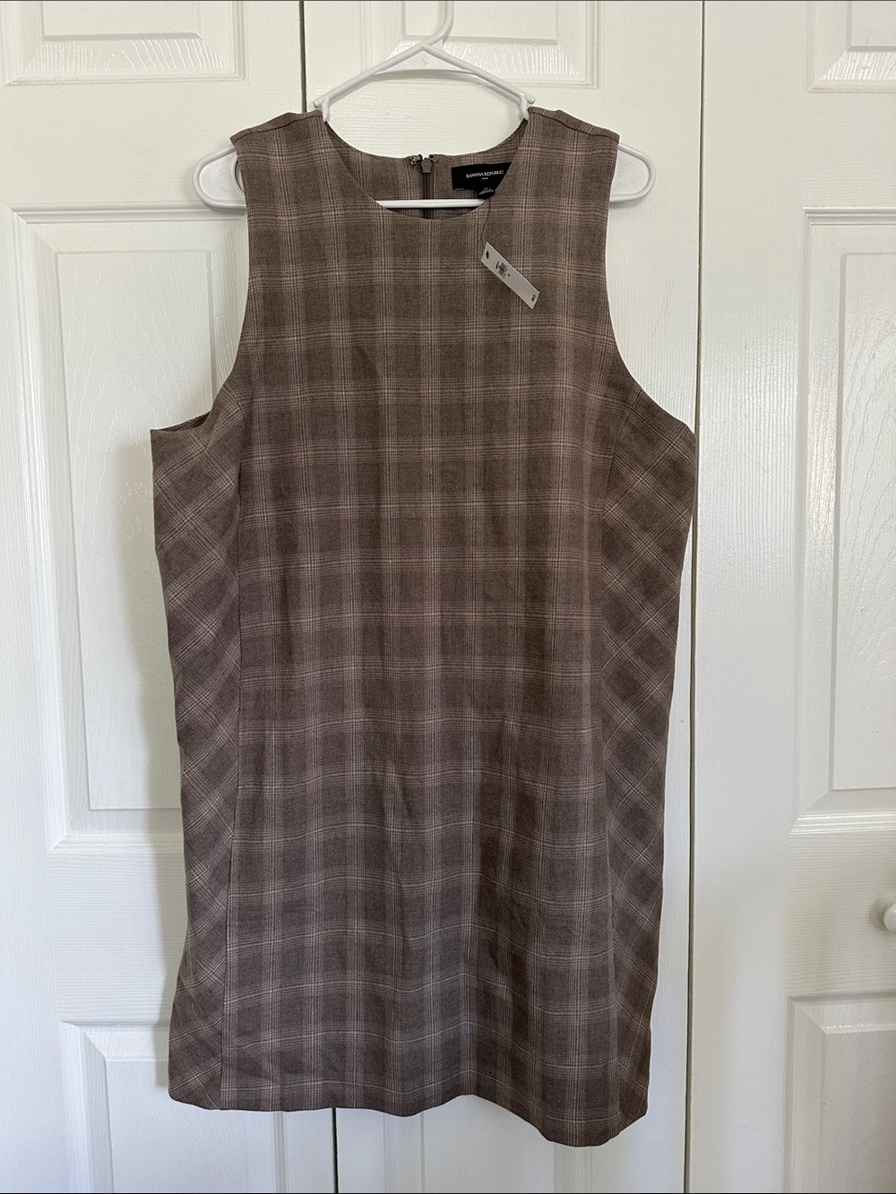Banana Republic Factory Brown Plaid Sleeveless Shift Dress Size 16